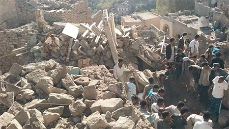 el complejo residencial bombardeado por la aviación saudí Nueva masacre de la agresión saudí en Yemen